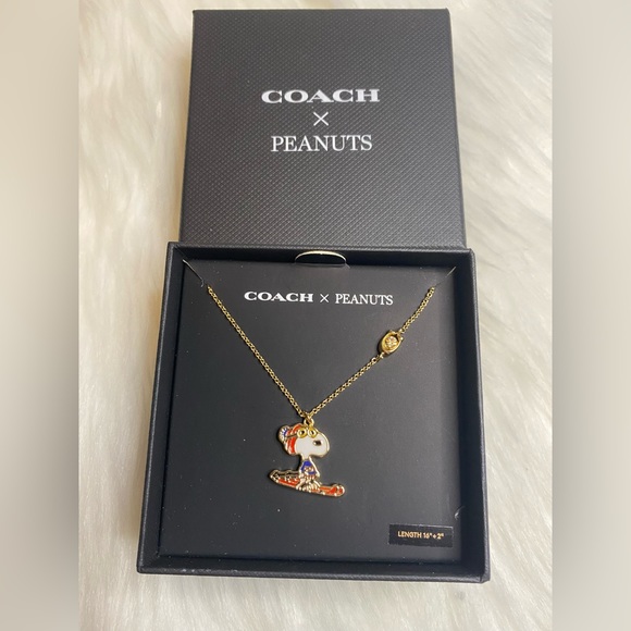 NEW Coach X Peanuts Snoopy Ski Pendant Necklace 16"-18" with Box CG050 - Picture 1 of 2